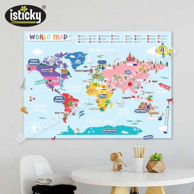 World Map Kids Room Colorful TPE Sticker World Map Wall Sticker-Buy ...